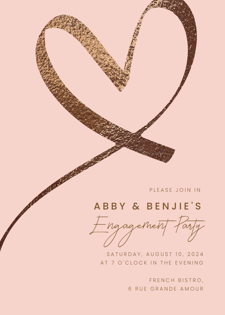 Shimmering heart - engagement party invitation